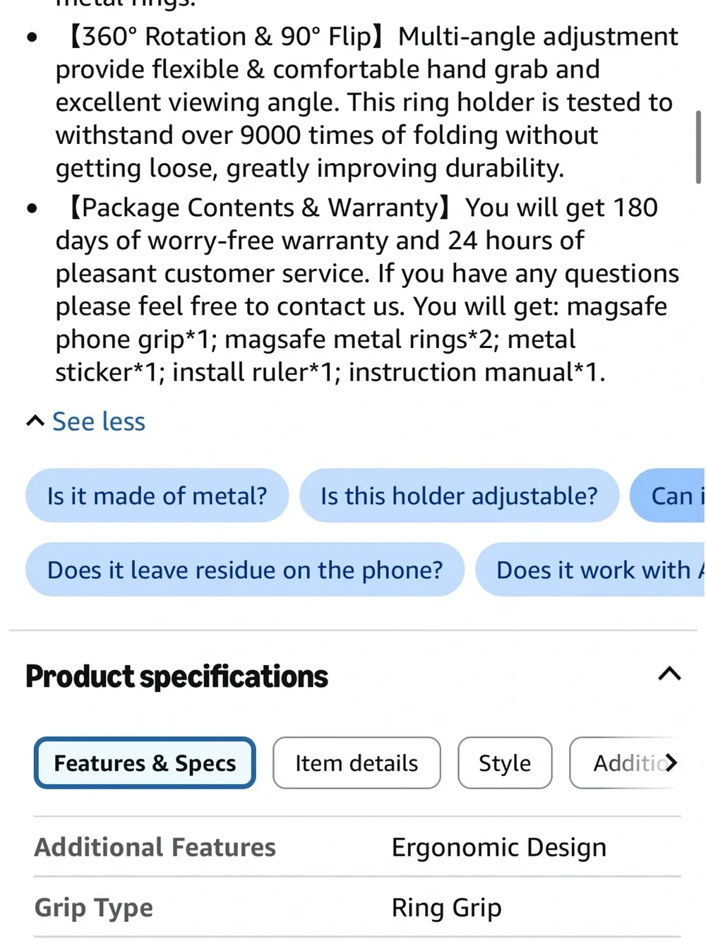 Gold Crystal Phone Ring Holder -